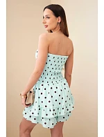 Dámsky viskózový overal s bodkami a volánom mätovej farby