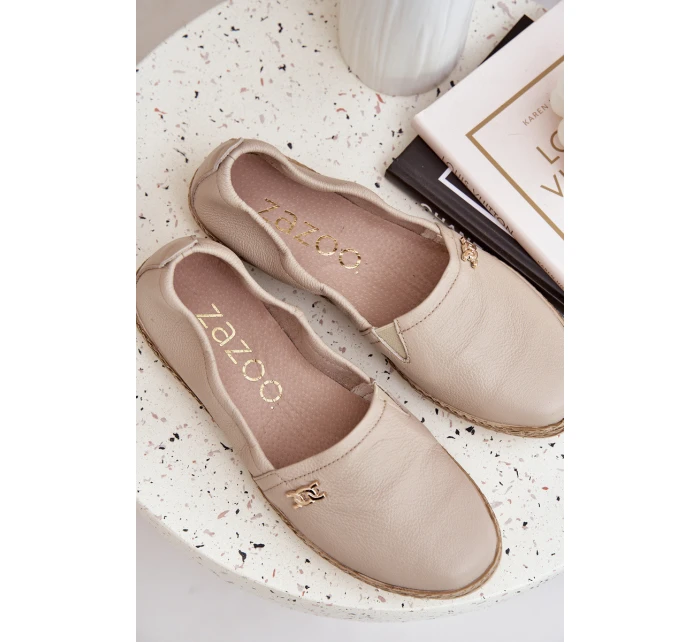 Elegantní Kožené Espadrilky Dámské Béžové model 21684033 - Zazoo