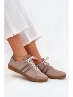 Semišové Nízké Tenisky Dámské Tmavě Béžové model 21703477 - Zazoo