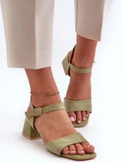 Dámske ekologické semišové sandále, zelené Leisha