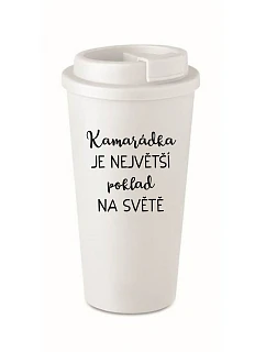 KAMARÁDKA JE NAJVÄČŠÍ POKLAD NA SVETE - biely termohrnček 475 ml