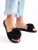 Pohodlné černé nazouváky dámské bez podpatku Pohodlné černé nazouváky dámské bez podpatku