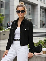 Dámska bunda z ekokože s gombíkmi čierna FashionStreet TY5668 Dámska bunda z ekokože s gombíkmi čierna FashionStreet TY5668
