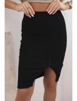 Dámska pruhovaná bavlnená sukňa s rozparkom a ozdobnými gombíkmi čierna Dámska pruhovaná bavlnená sukňa s rozparkom a ozdobnými gombíkmi čierna