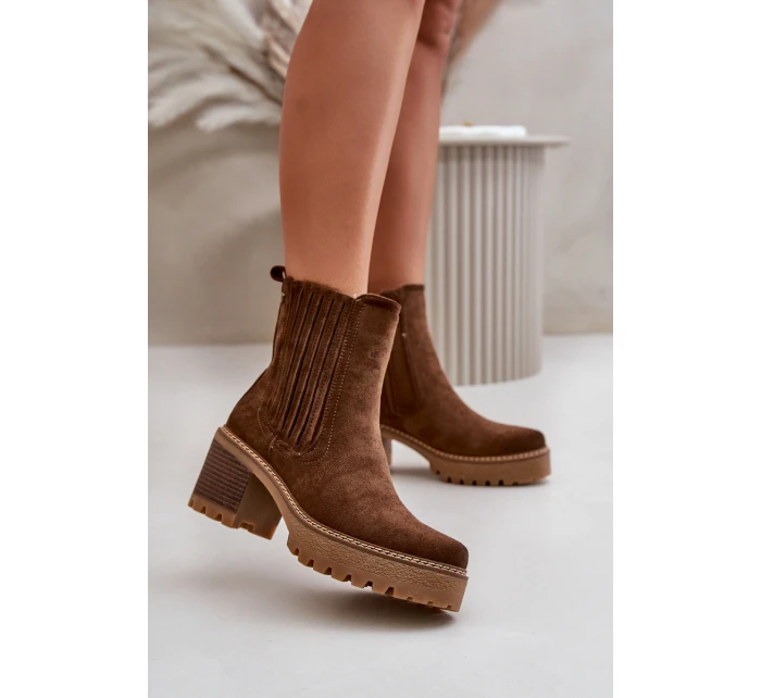 Botki Damskie Na Słupku Z Eko Zamszu Ocieplane Ciemnobrązowe Nevitas Botki Damskie Na Słupku Z Eko Zamszu Ocieplane Ciemnobrązowe Nevitas