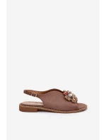 Dámské Sandály Na Plochém Podpatku S Ozdobou model 21691581 Tmavě Béžové - S.Barski