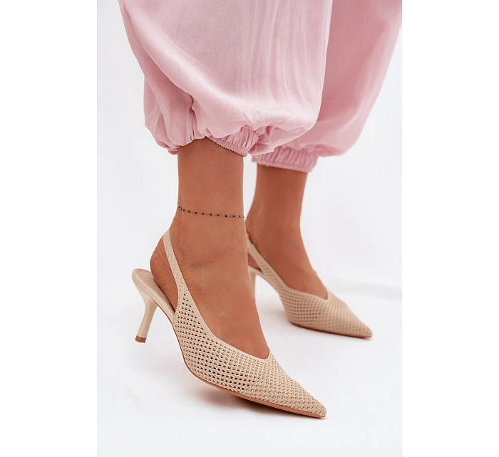 Dámské sandály z na podpatku Béžové model 22103173 - Boto