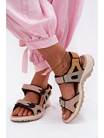 Kožené dámské sandály ve sportovním stylu oranžovo-černé Morenia