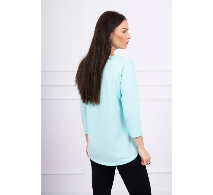 Halenka s 3D grafikou model 18743972 v mátové barvě - K-Fashion Halenka s 3D grafikou model 18743972 v mátové barvě - K-Fashion