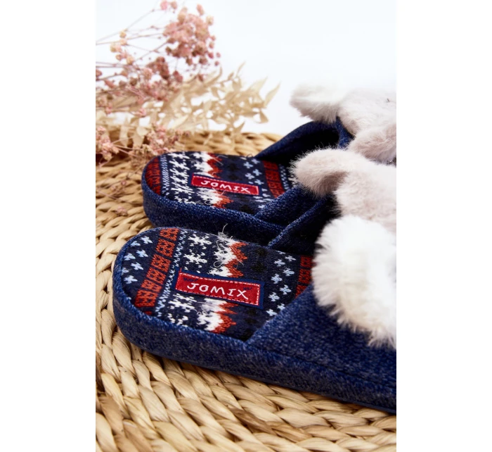 Dětské pantofle na tlusté podrážce s medvídkem modré model 21641413 - Boto