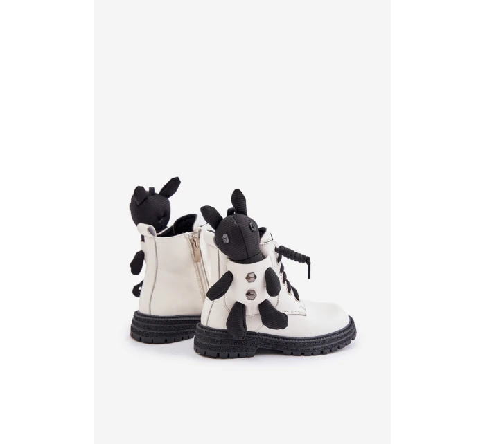 Kožené Zateplené Dětské Boty Na Zip S Bílé model 21675604 - VINCEZA