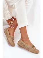 Dámské mokasíny s vzorem a šněrováním Khaki model 21704501 - Boto Dámské mokasíny s vzorem a šněrováním Khaki model 21704501 - Boto