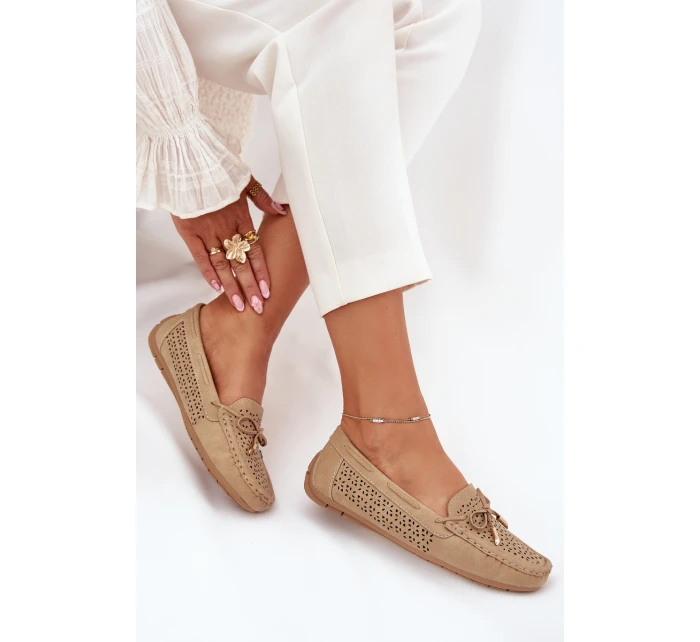 Dámské mokasíny s vzorem a šněrováním Khaki model 21704501 - Boto Dámské mokasíny s vzorem a šněrováním Khaki model 21704501 - Boto