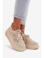 Spletané dámské tenisky na platformě Béžové Evalora Spletané dámské tenisky na platformě Béžové Evalora