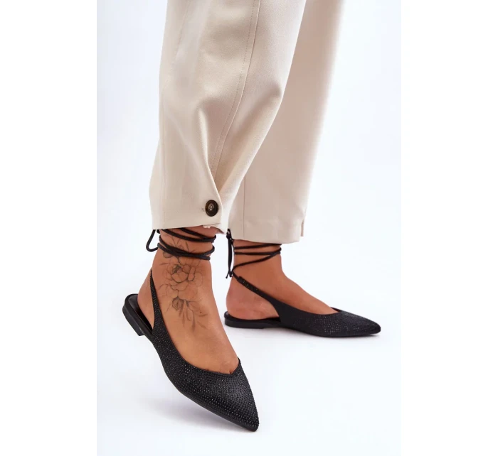 Ženy Tkanicí Baleríny Ozdobené Pytlíky Černé Jange
