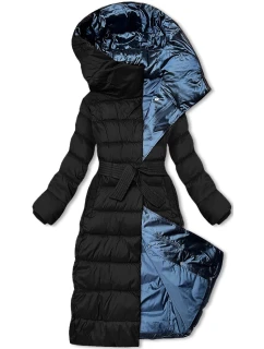 Čierna dlhá dámska zimná bunda Libland (7704)