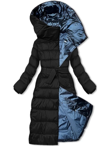 Čierna dlhá dámska zimná bunda Libland (7704)