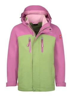 Dievčenská nepremokavá bunda Bryggen 3v1 Teal/Pistachio Green/Wild Rose (419-242)