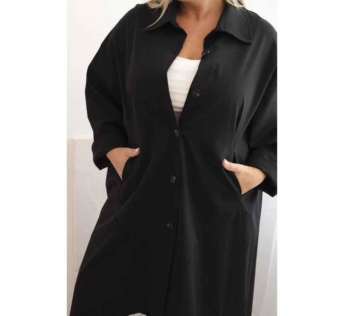 Dámská plus size model 21268079 Punto s bavlnou a knoflíky černá - K-Fashion Dámská plus size model 21268079 Punto s bavlnou a knoflíky černá - K-Fashion