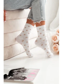 Skarpetki Damskie W Drobne Kwiatuszki Białe