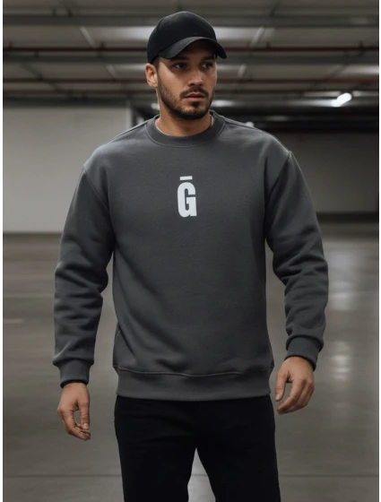 Pánská grafitová mikina s potiskem Dstreet model 21993004 - FashionStreet