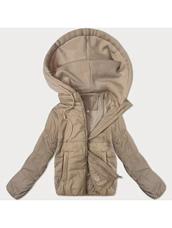 Dámska krátka bunda s pletenou kapucňou J Style béžová (16M9236-62)