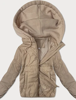 Dámska krátka bunda s pletenou kapucňou J Style béžová (16M9236-62)