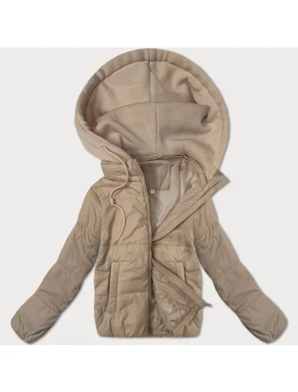 J Style Krátka béžová dámska mikina s kapucňou (16M9236-62) J Style Krátka béžová dámska mikina s kapucňou (16M9236-62)