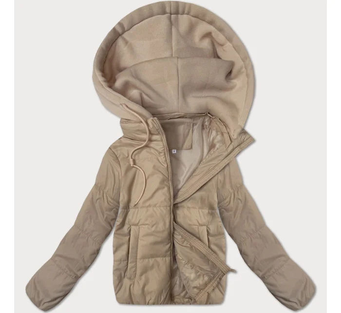 J Style Krátka béžová dámska mikina s kapucňou (16M9236-62) J Style Krátka béžová dámska mikina s kapucňou (16M9236-62)