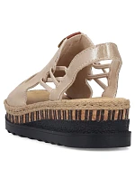 Dámske zlaté sandále na klinoch Rieker V7972-60