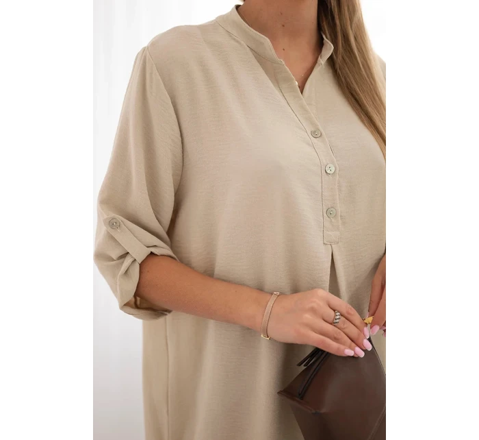 Blúzka s predĺženým zadným dielom tmavobéžová