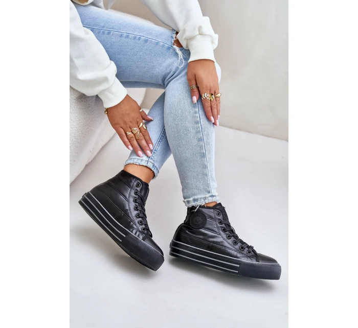 Zateplené dámské tenisky na platformě model 21675267 černé - Big Star Shoes Zateplené dámské tenisky na platformě model 21675267 černé - Big Star Shoes