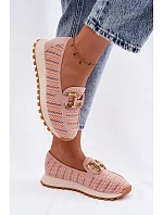 Slip On tenisky se zlatým detailem model 22125447 růžové - Goe