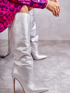 Módne topánky na vysokom podpätku so striebornými zirkónmi Lovisa