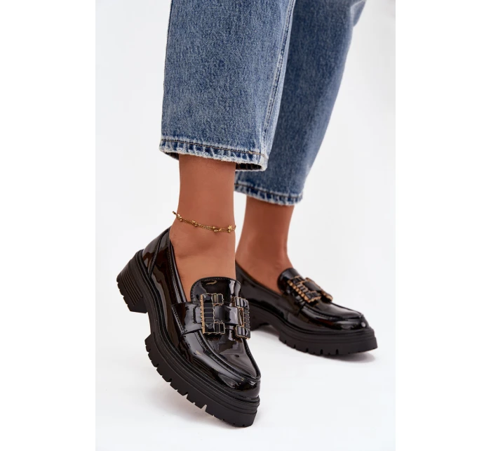 Dámské lakované mokasiny YL253 černé - Diamantique