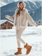 Dámské semišové sněhule s kožešinou camel Dstreet model 21994272 - FashionStreet
