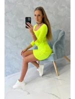 Šaty s gombíkovým výstrihom žlté neónové