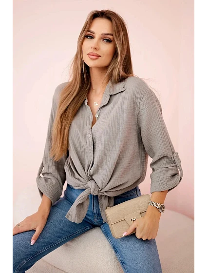 Bavlněná mušelínová košile oversize model 22210791 - K-Fashion Bavlněná mušelínová košile oversize model 22210791 - K-Fashion