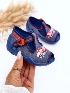 Dziecięce Sandałki Papcie Befado Wóz Strażacki 217P118 Niebieskie