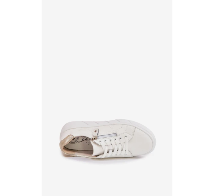 Kožené dámské polobotky s zipem bílé model 22013973 - EVENTO Kožené dámské polobotky s zipem bílé model 22013973 - EVENTO