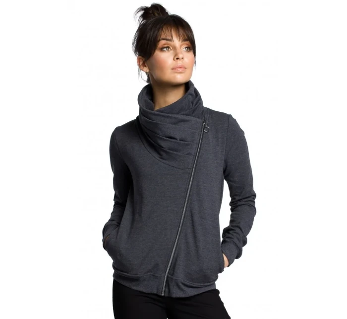 model 15097749 Mikina na zip ecru barva - BeWear