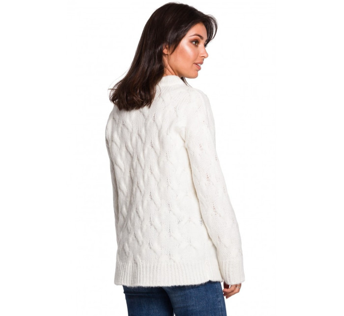 BK038 Plisovaný pletený sveter - ecru