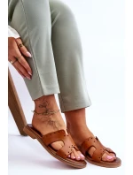 Dámske sandále s ozdobnými výrezmi Brown Emily