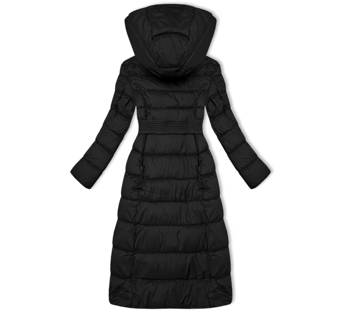Čierna dlhá dámska zimná bunda Libland (7704)