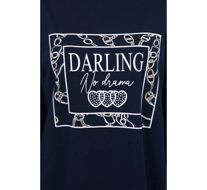 Milá tunika s tmavomodrou potlačou S/M - L/XL