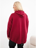 Dámska mikina z viskózy vo veľkosti plus size s kapucňou a klokaním vreckom, bordová