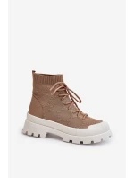 Damskie Skarpetkowe Wsuwane Botki Brązowe Solime Damskie Skarpetkowe Wsuwane Botki Brązowe Solime