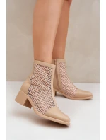 Dámské Síťované Boty Na Podpatku Béžové model 21683774 - Boto Dámské Síťované Boty Na Podpatku Béžové model 21683774 - Boto