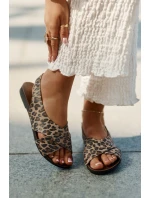 Dámské kožené sandály leopardí hnědé model 21694322 - Zazoo Dámské kožené sandály leopardí hnědé model 21694322 - Zazoo