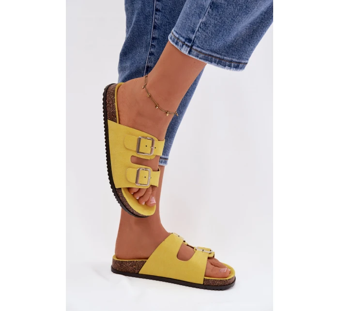 Dámské pantofle s přezkami Žluté Oliena